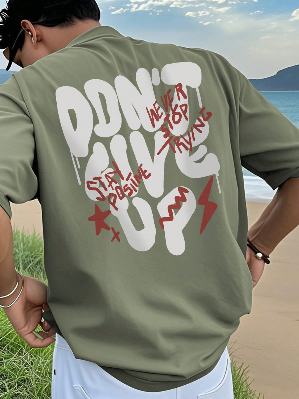 2025 Men'S round Neck Letter Print Casual Short Sleeve T-Shirt, Summer