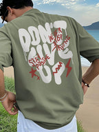 2025 Men'S round Neck Letter Print Casual Short Sleeve T-Shirt, Summer