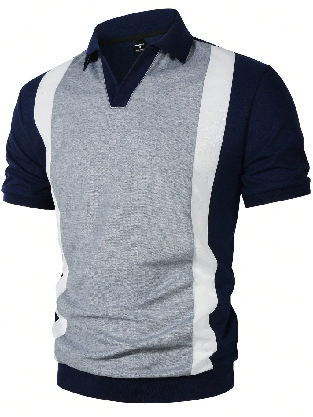 Manfinity Homme Men Casual Commute Short Sleeve Colorblock Polo Shirt, for Golf