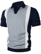 Manfinity Homme Men Casual Commute Short Sleeve Colorblock Polo Shirt, for Golf