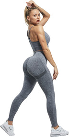 Workout Leggings Sets for Women, Gym Scrunch Butt Butt Lifting Seamless Leggings 3 Piece