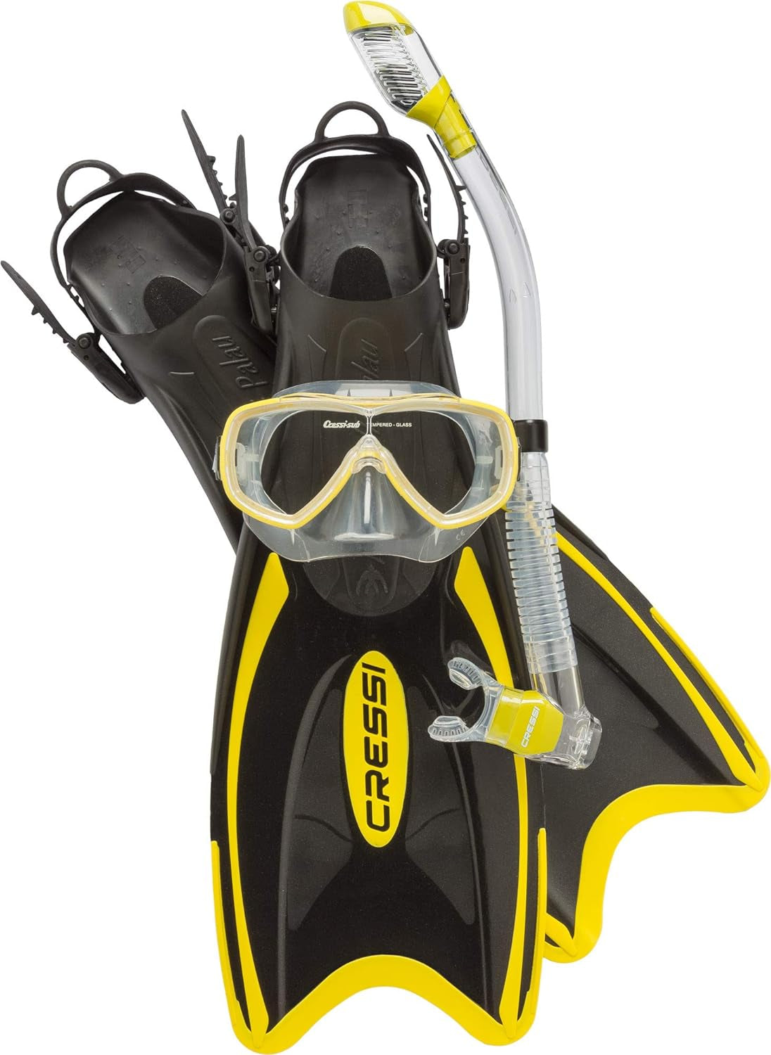 Adult Light Weight Premium Travel Snorkel Set - Mask & Fins Made in Italy - Palau Set: by , Quality since 1946