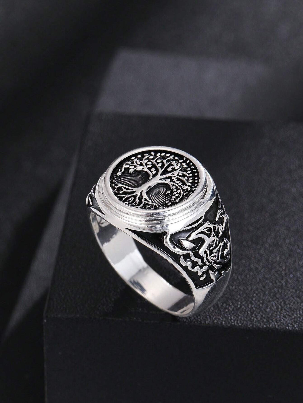 1Pc Punk Rock Tree of Life Design Ring, Fashion Jewelry Gift for Men