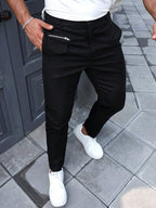 Manfinity Homme Men'S Casual Solid Color Tapered Suit Pants