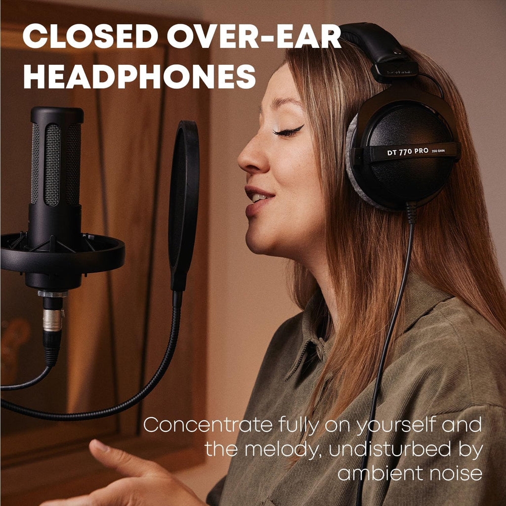 DT 770 Pro Studio Headphones - Over-Ear, Closed-Back, Professional Design for Recording and Monitoring (80 Ohm, Grey)