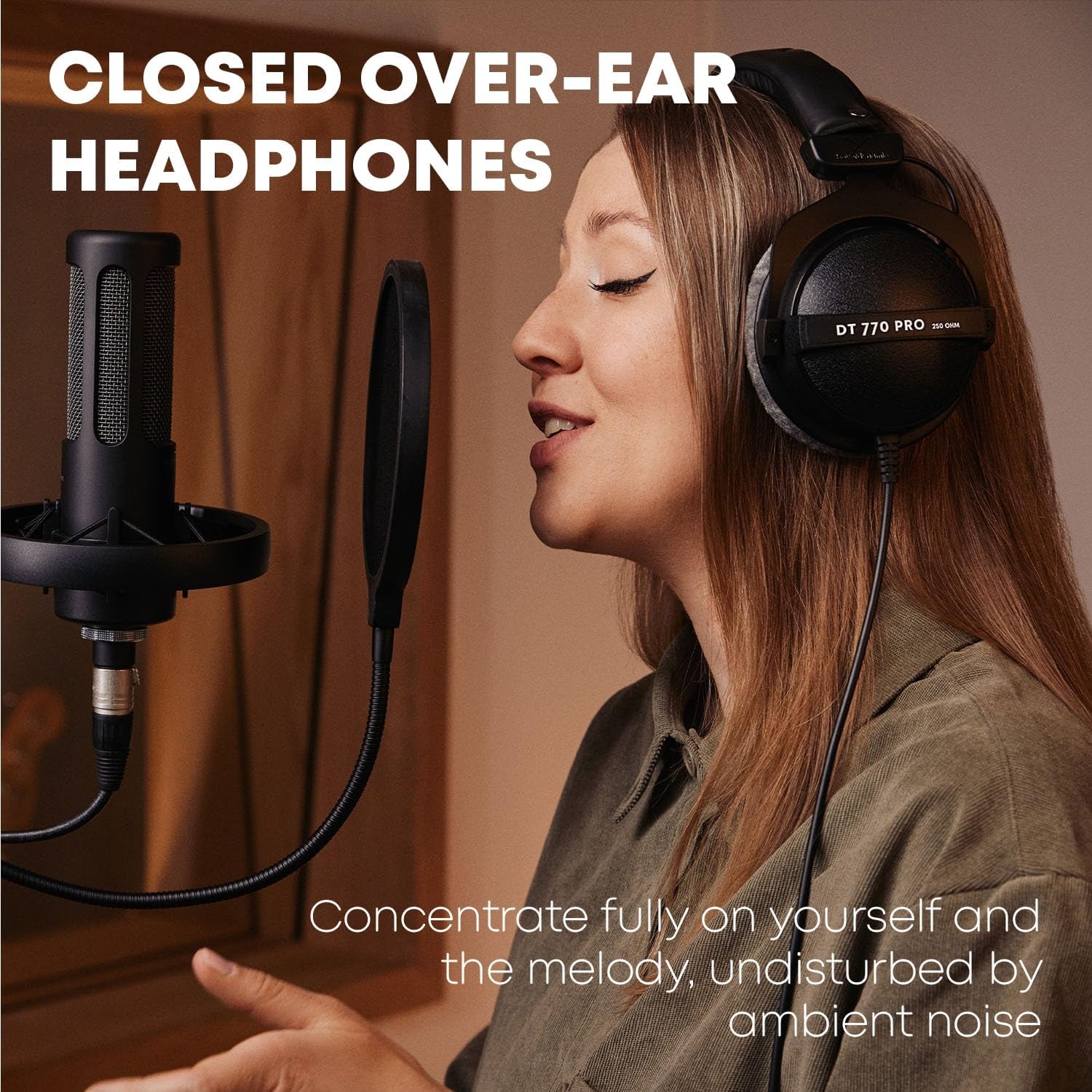 DT 770 Pro Studio Headphones - Over-Ear, Closed-Back, Professional Design for Recording and Monitoring (80 Ohm, Grey)