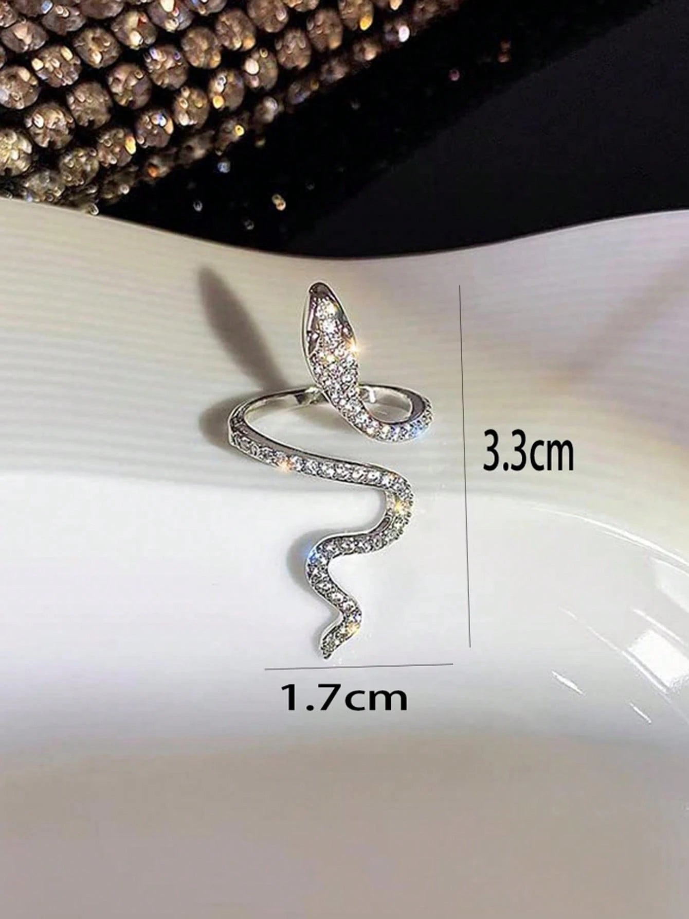 Gothic Shining Snake Ring Inlaid Adjustable Cuff Ring Unique Jewelry for Men and Women Special Party Decor
