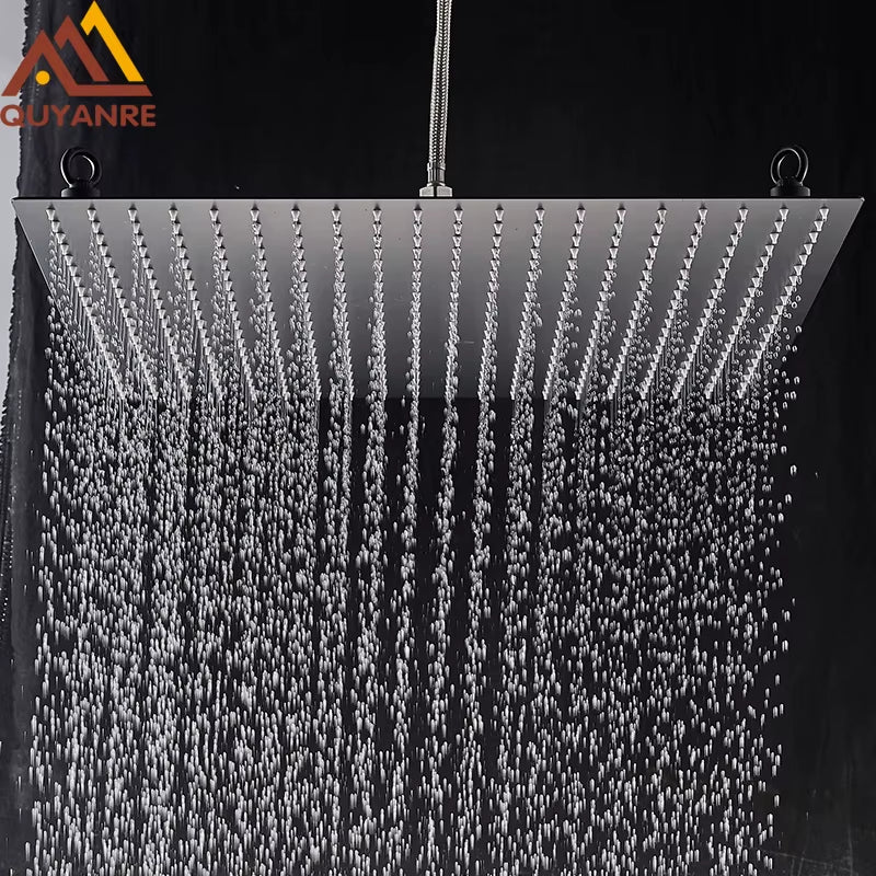 Matte Black 20Inch Rainfall Shower Head Ultrathin Rain Shower Bathroom Shower Faucet Accessory Stainless Steel Rain Shower Tap
