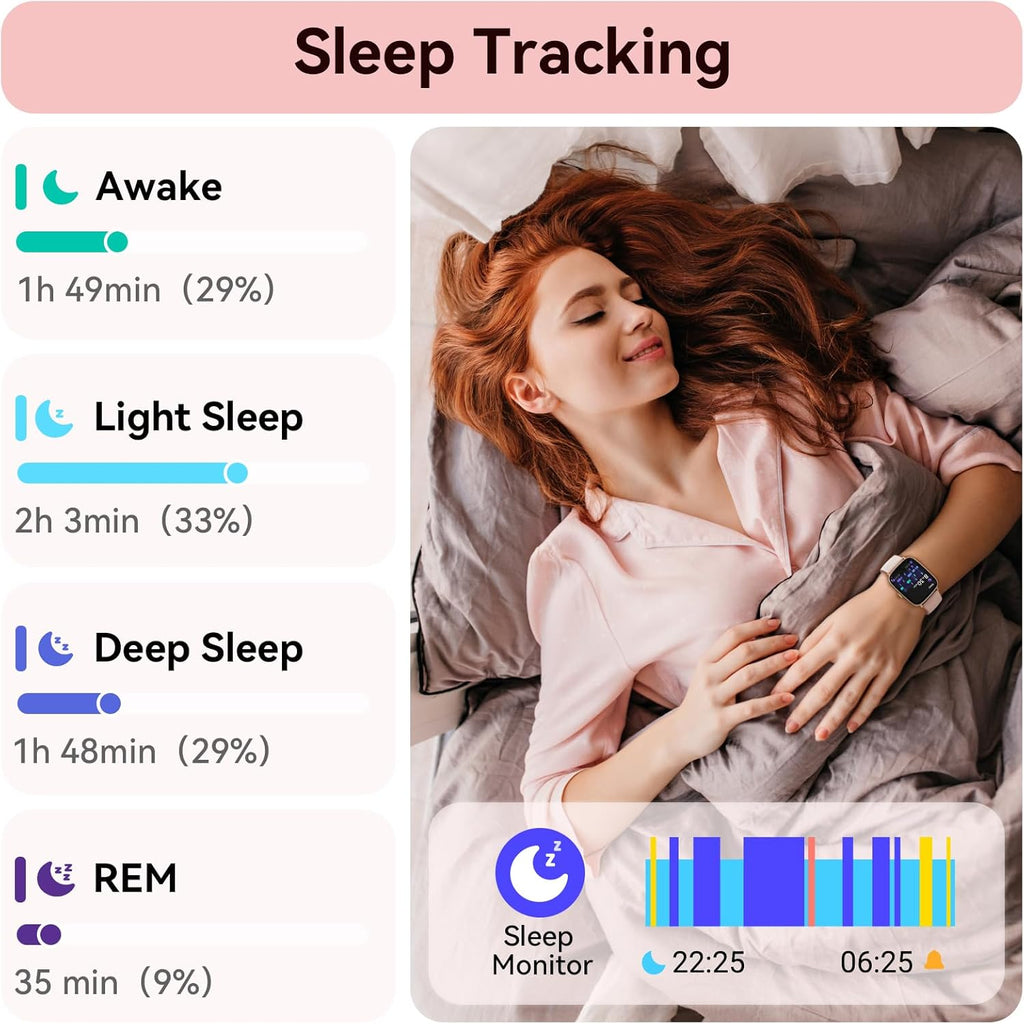 Smart Watch for Women, 1.85" HD Dynamic Dial Smartwatch for Android & Iphone with Answer/Make Call, Fitness Tracker with 110+ Sport Modes, Heart Rate/Spo2/Sleep Monitor, IP68 Waterproof (2 Bands)