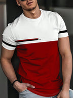 Manfinity Dauomo Men'S Casual Daily Letter Print Contrast Color Short Sleeve T-Shirt, Summer