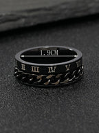 1Pc Men Roman Numeral Detail Chain Decor Ring, Stainless Steel Jewelry Goth Punk Jewelry for Jewelry Gift