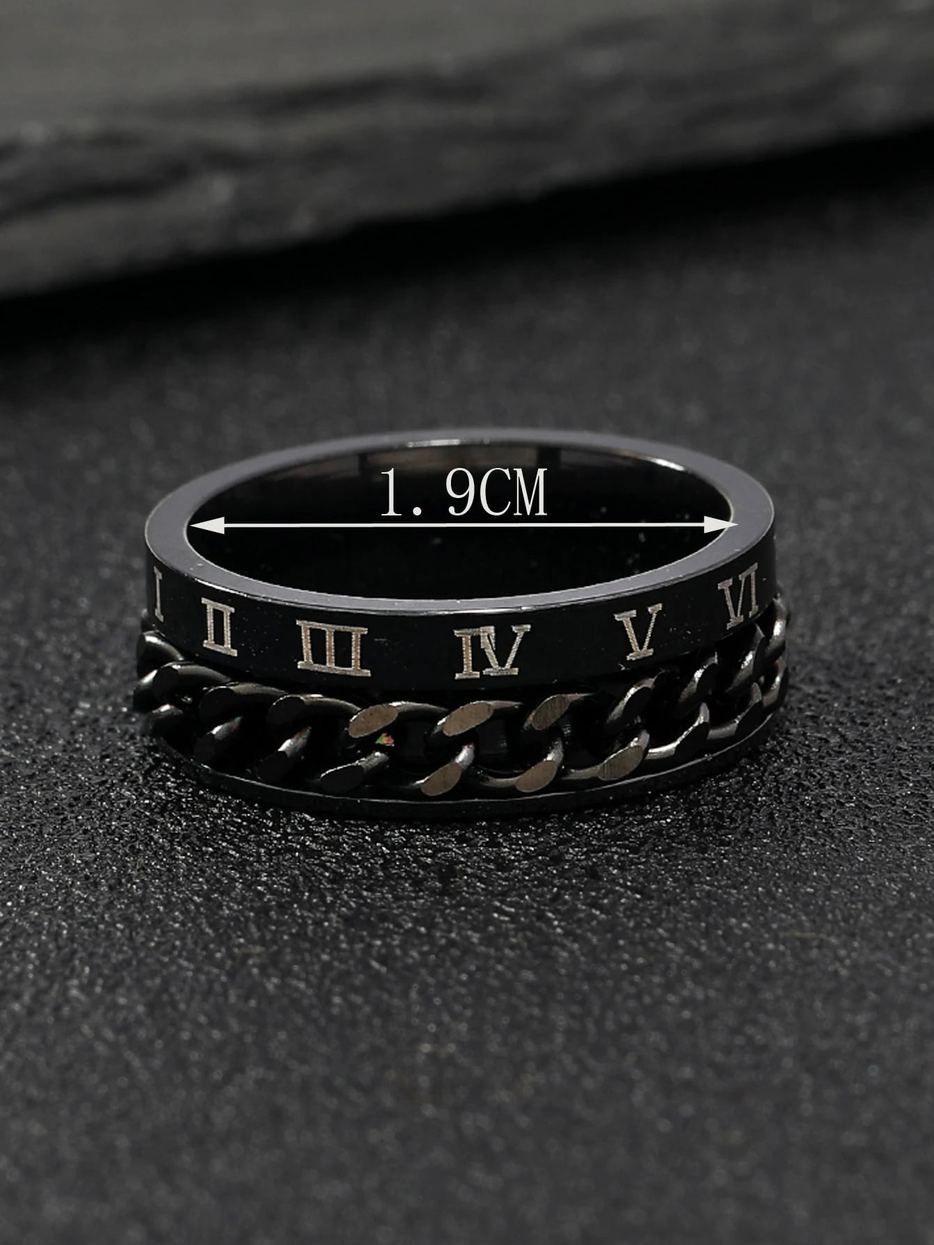 1Pc Men Roman Numeral Detail Chain Decor Ring, Stainless Steel Jewelry Goth Punk Jewelry for Jewelry Gift
