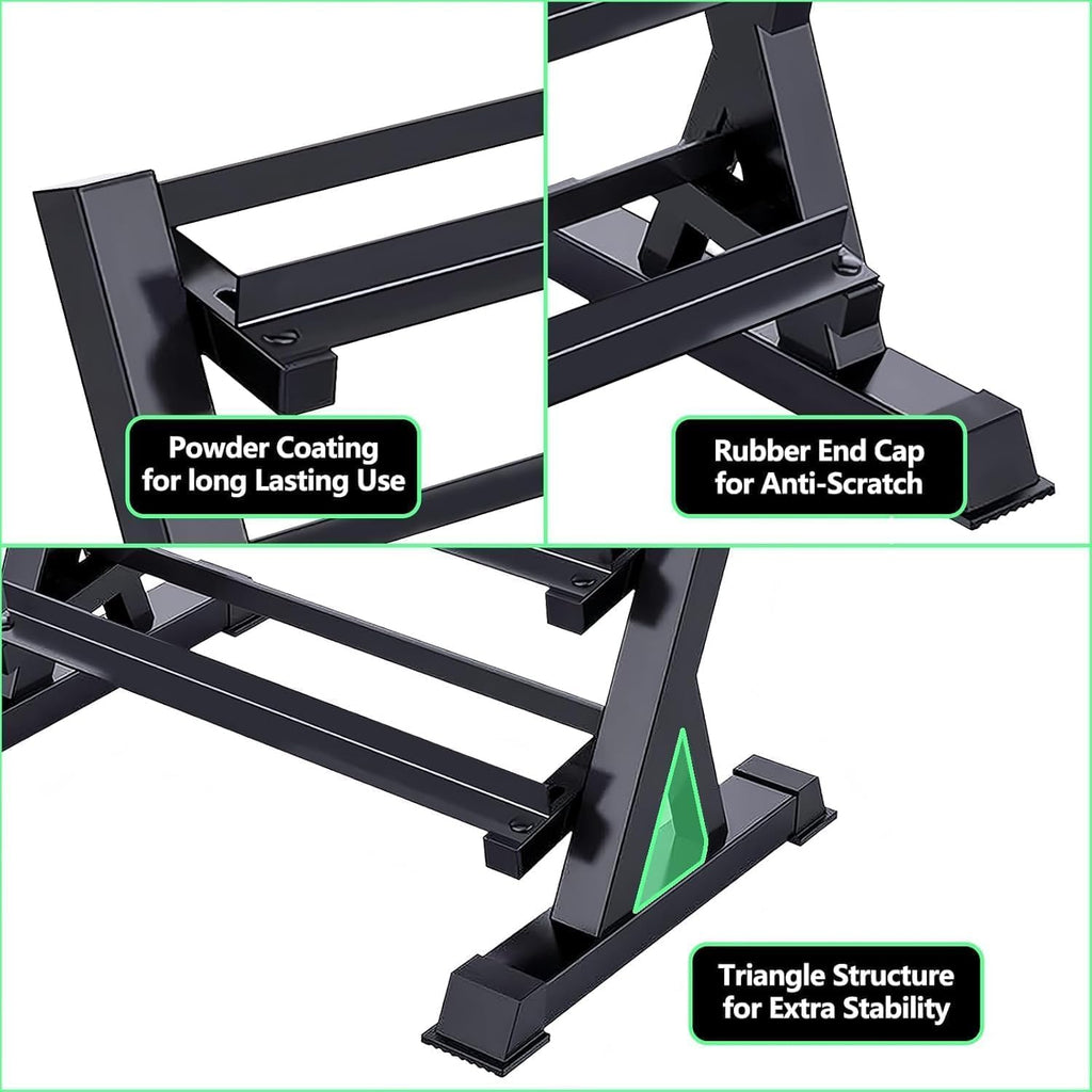 3 Tier Dumbbell Rack for 5-50Lb Dumbbells Weights, Heavy Duty Weight Home Gym Storage Rack for Dumbbells and Weight Plates Alloy Steel