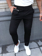 Manfinity Homme Men'S Casual Solid Color Tapered Suit Pants