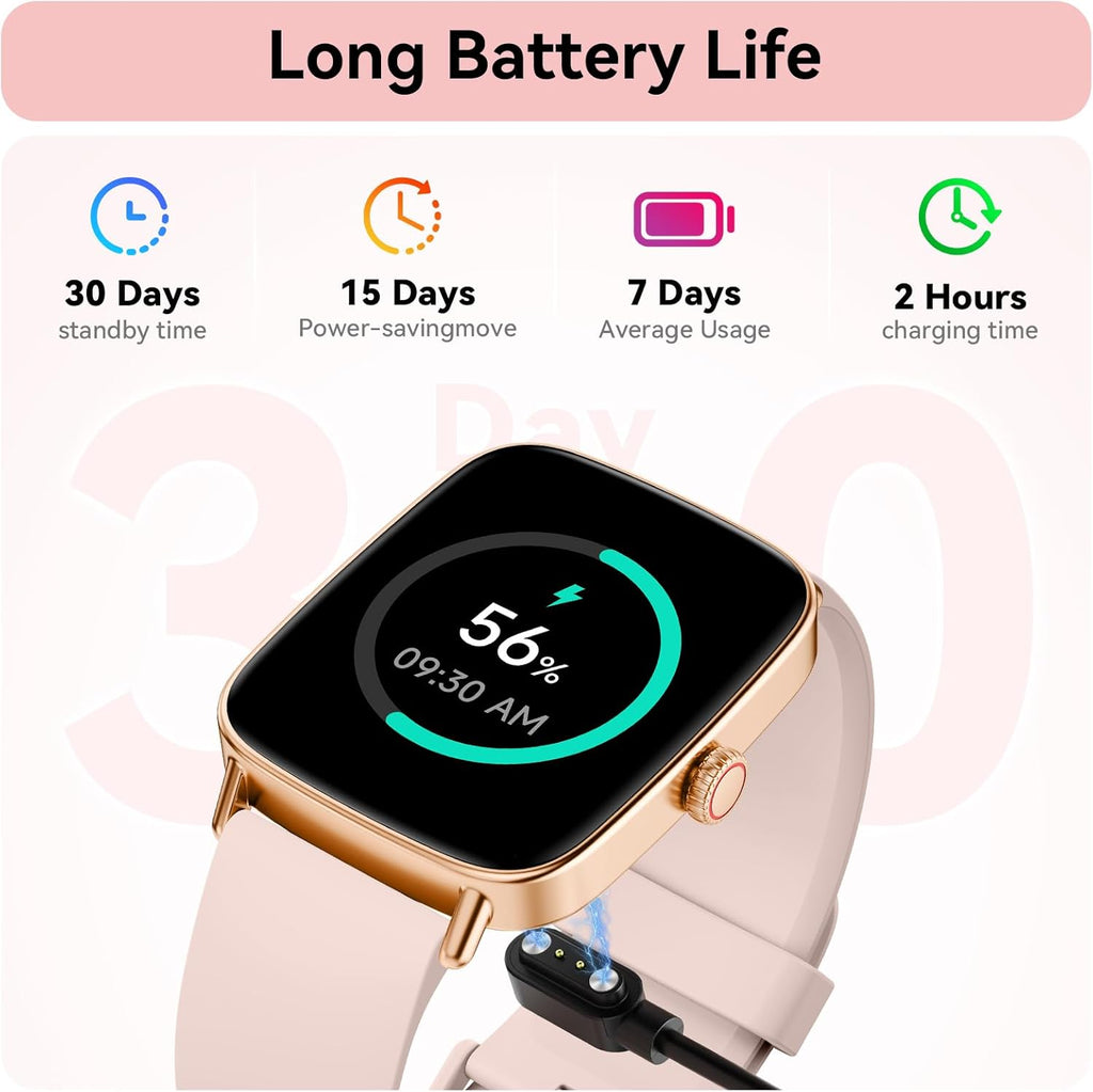 Smart Watch for Women, 1.85" HD Dynamic Dial Smartwatch for Android & Iphone with Answer/Make Call, Fitness Tracker with 110+ Sport Modes, Heart Rate/Spo2/Sleep Monitor, IP68 Waterproof (2 Bands)