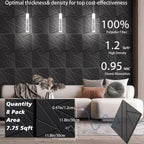 8 Pack Self-Adhesive Soundproof Wall Panels, 12 X 12 X 0.47 in Sound Proof Foam Panels for Walls, 1.2Lb/Ft³ High Density, Thicker 0.47In, Acoustic Panel, Peel and Stick Wall Panel Studio Black