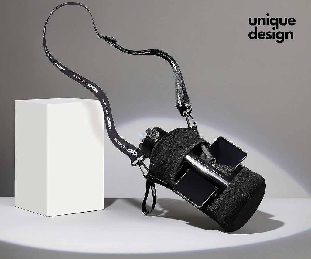 2.2L Half Gallon Water Bottle with Storage Sleeve and Covered Straw Lid – BPA Free Large Reusable Drink Container with Handle - Big Sports Jug, 2.2 Liter (74 Ounce)