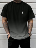 Men'S Gradient Lightning Print Short Sleeve T-Shirt, Summer Fashion