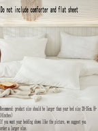 3Pcs Plain White Duvet Cover Set, Boho Farmhouse Bedding Decor, Soft Microfiber Comforter Cover for Boys & Girls (1 Duvet Cover + 2 Pillowcases No Insert), School Dorm Essentials, Cozy Aesthetic