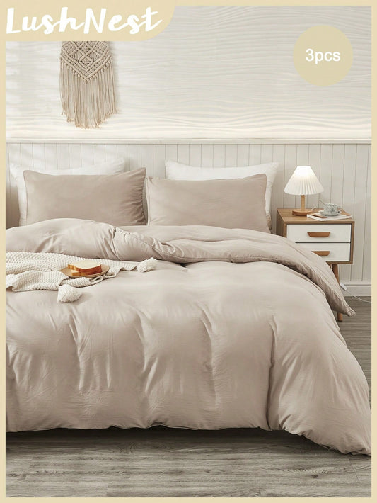 3Pcs Taupe Duvet Cover Set, Boho Farmhouse Bedding Set, Minimalist Solid Color Comforter Cover, Soft Microfiber, for Boys Girls (1 Duvet Cover + 2 Pillowcases No Comforter), School Bedding, Dorm Essentials, Cozy Aesthetic,