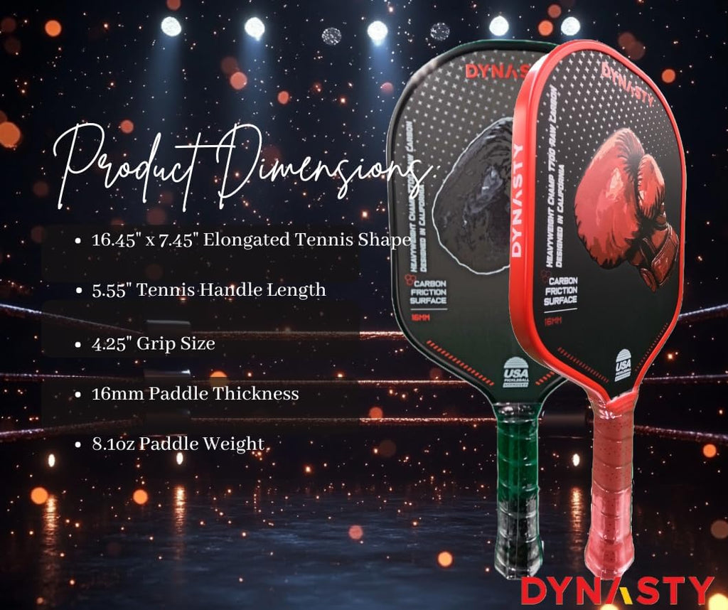 Heavyweight Champ T700 Triple-Layer Raw Carbon Fiber + Carbon Friction Surface 16Mm Tennis-Shaped Aerodynamics *Gen 3.5 All-Court Pickleball Paddle* // Hall of Famer 18K *Control+Spin Paddle*