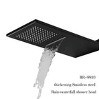 Matte Black Stainless Steel Shower Head Rainfall Shower Head with Waterfall Shower Wall Mounted