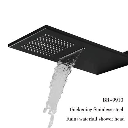 Matte Black Stainless Steel Shower Head Rainfall Shower Head with Waterfall Shower Wall Mounted