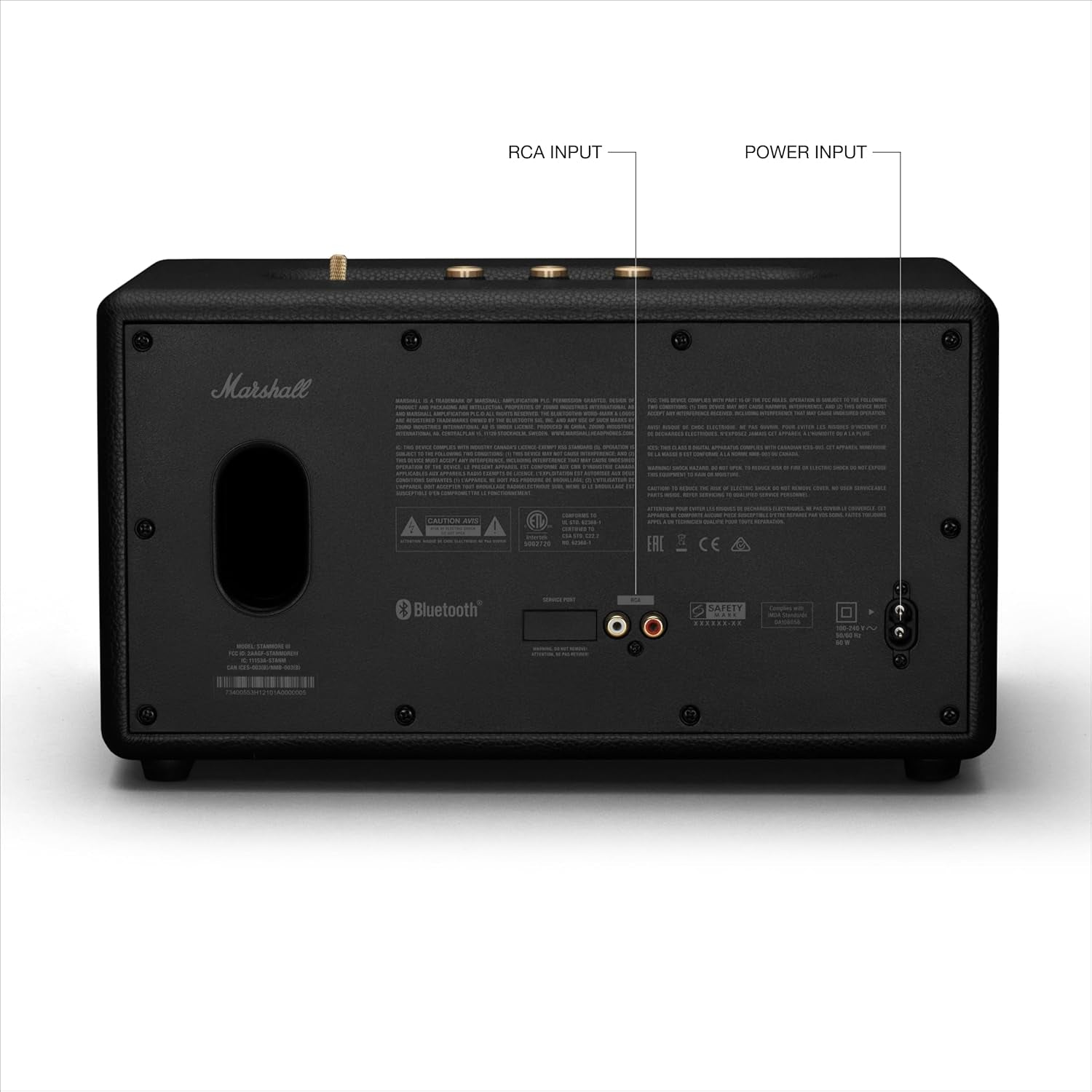 Stanmore III Bluetooth Home Speaker - Loud Stereo Sound with Bass and Treble Controls | Plug-In Powered | Record Player Compatible | RCA and 3.5 Mm Aux Inputs - Black