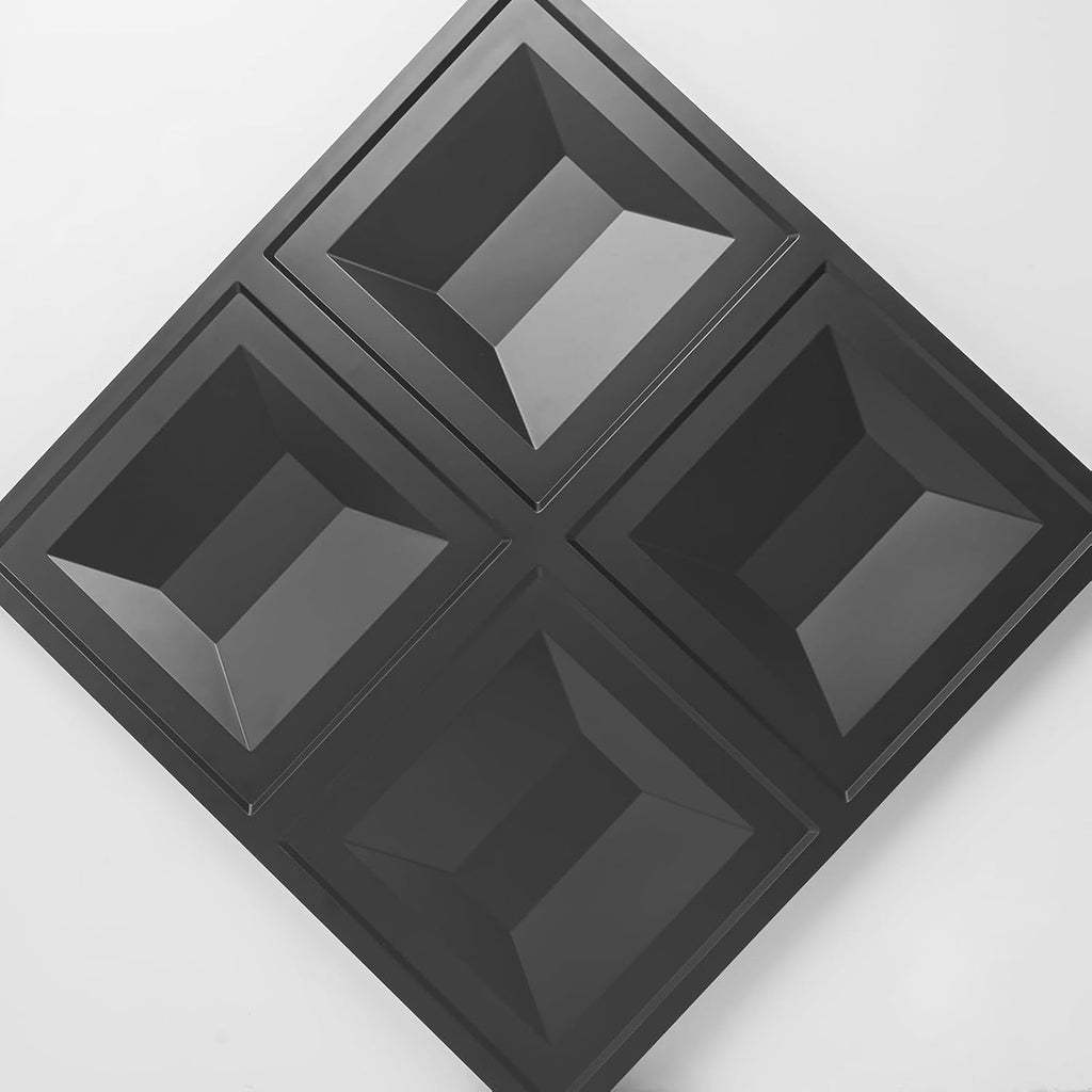 Drop Ceiling Tiles 24X24, 12 Sheets PVC Decorative Glue up Ceilng Panels 2X2, Black