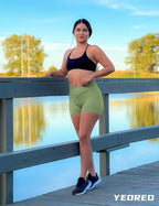 Scrunch Butt Workout Shorts Women 3.5" Seamless V Cross Waist Sport Gym Amplify Shorts