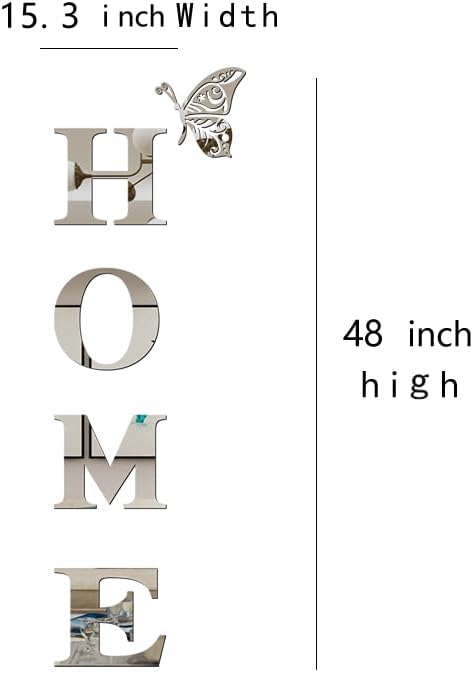 Home Wall Decor Letter Signs Acrylic Mirror Wall Stickers Decorations for Living Room Bedroom Home Decor Wall Decals (Silver, 47.2 X 15.3IN)