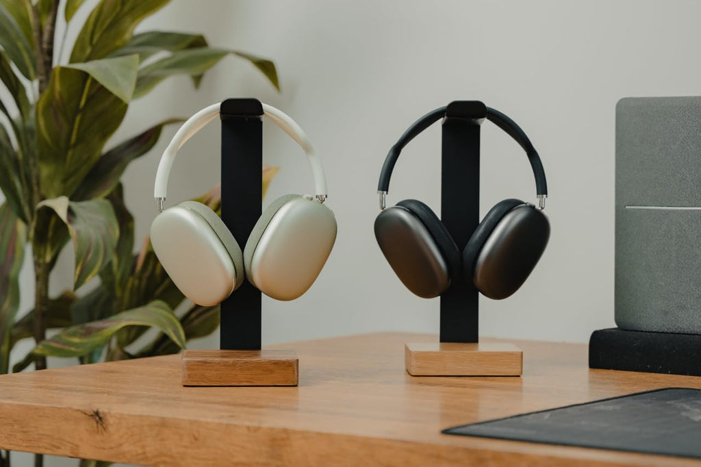 Universal Headphone Stand for Desk, Solid Wood Gaming Headset Stand, Heavy Duty Wooden Headphones Holder, Compatible with Airpods Max and More