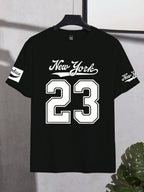 PAVTROS Manfinity Streetrush Men'S Letter Graphic Print round Neck Loose Casual Short Sleeve T-Shirt Number Jersey