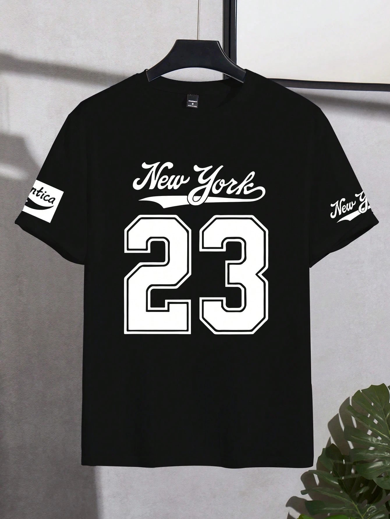 PAVTROS Manfinity Streetrush Men'S Letter Graphic Print round Neck Loose Casual Short Sleeve T-Shirt Number Jersey