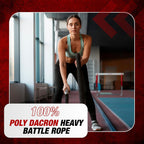 Battle Ropes 50 Ft Heavy Duty Battle Rope with Protective Sleeve Black, Plastic, ABS Grip, Adult Strength Training, Cardio, Crossfit