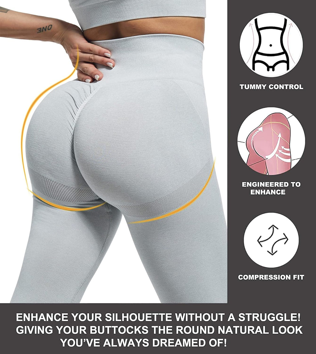 Workout Leggings Sets for Women, Gym Scrunch Butt Butt Lifting Seamless Leggings 3 Piece