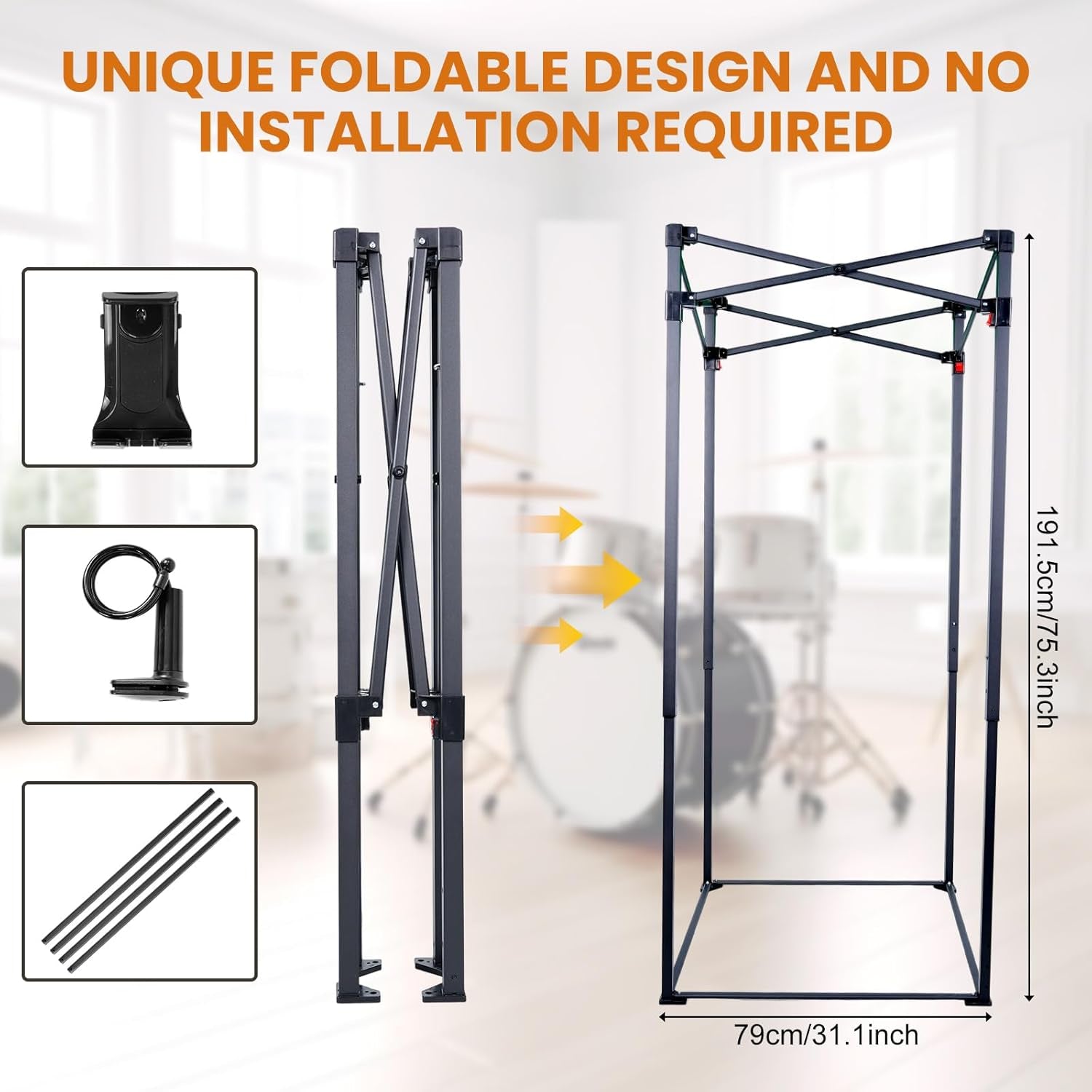 Portable Vocal Booth, Echo-Free Recording Home Recording Studio Booth, Foldable Recording Booth Sound Shield with Travel Bag, for Music, Game, Podcasts, Black