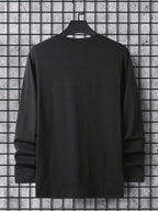 Manfinity Homme Men California Letter Graphic Casual Long Sleeve Tee, for Going Out, for Husband, Black Long Sleeve T-Shirt, California Los Angeles T-Shirt, for Fall