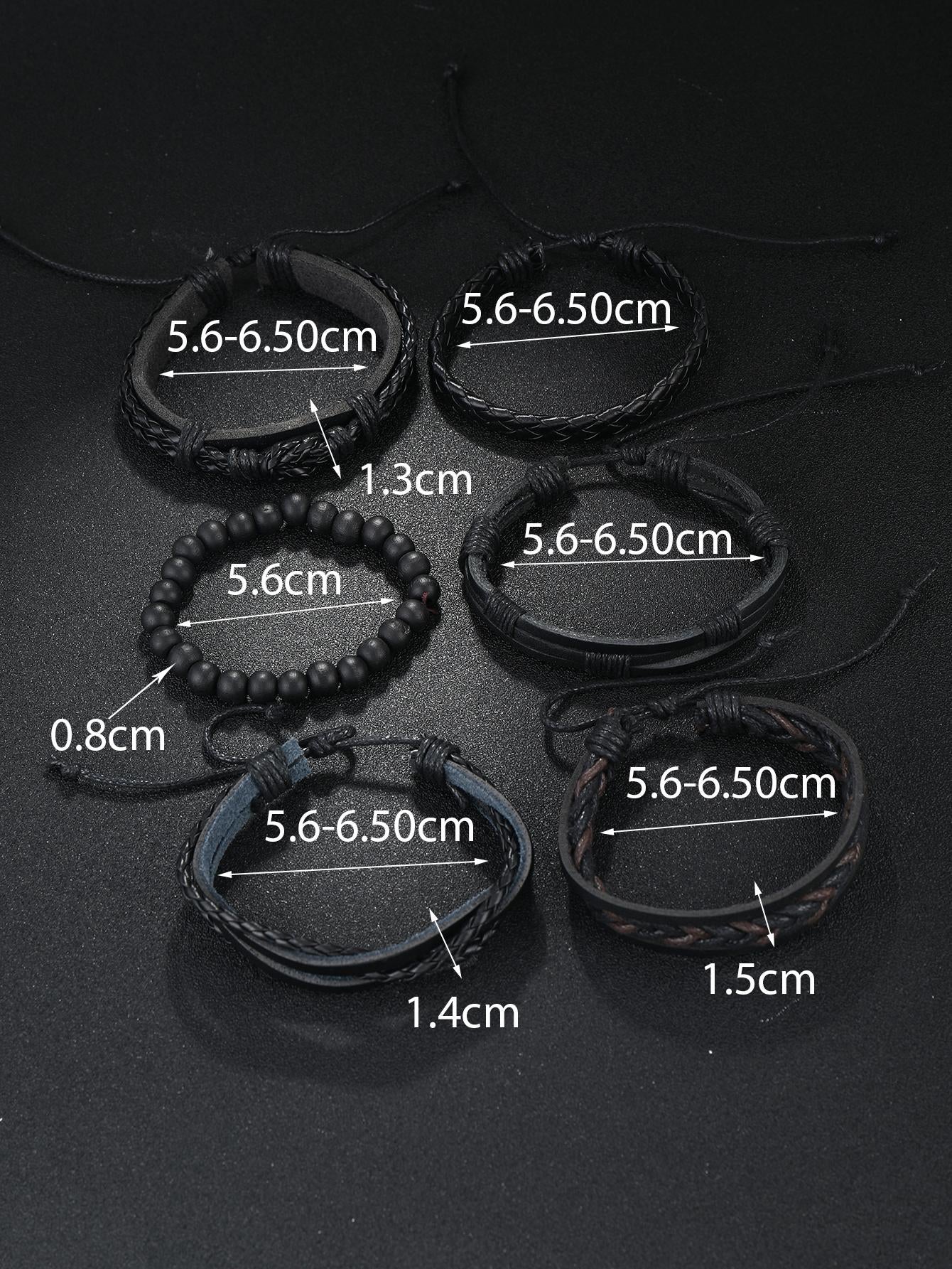 6Pcs Vintage Braided Leather Bracelet DIY Kit, Men'S Wristband Accessories Suitable for Everyday Wear, Great Gift for Friends and Family
