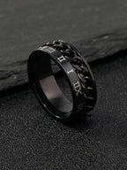 1Pc Men Roman Numeral Detail Chain Decor Ring, Stainless Steel Jewelry Goth Punk Jewelry for Jewelry Gift