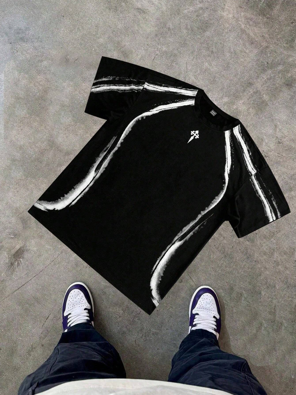 PAVTROS Manfinity Streetrush Streetrush Men'S Contrast Color Print round Neck Short Sleeve T-Shirt Men Y2K Clothes Men Outfit Men Black Outfit,Halloween,Halloween Party,Streetwear