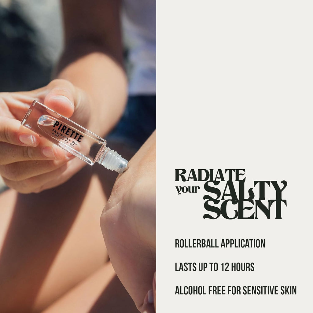 Mini Fragrance Oil Roll On, Beach-Inspired, & Long Lasting Perfume Oil with Notes of Fresh Green Coconut, Surf Wax & Sunscreen, Travel Size Perfume for Women, 0.25 Fl Oz