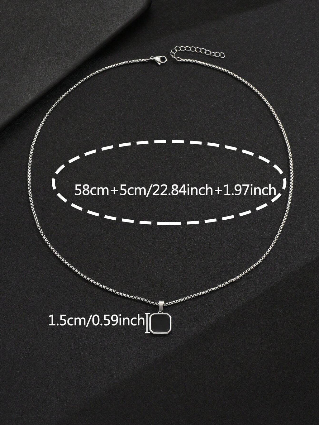 1Pc Simple Punk Black Painted Pendant Necklace with Stainless Steel Chain, Daily and Business Accessory for Men
