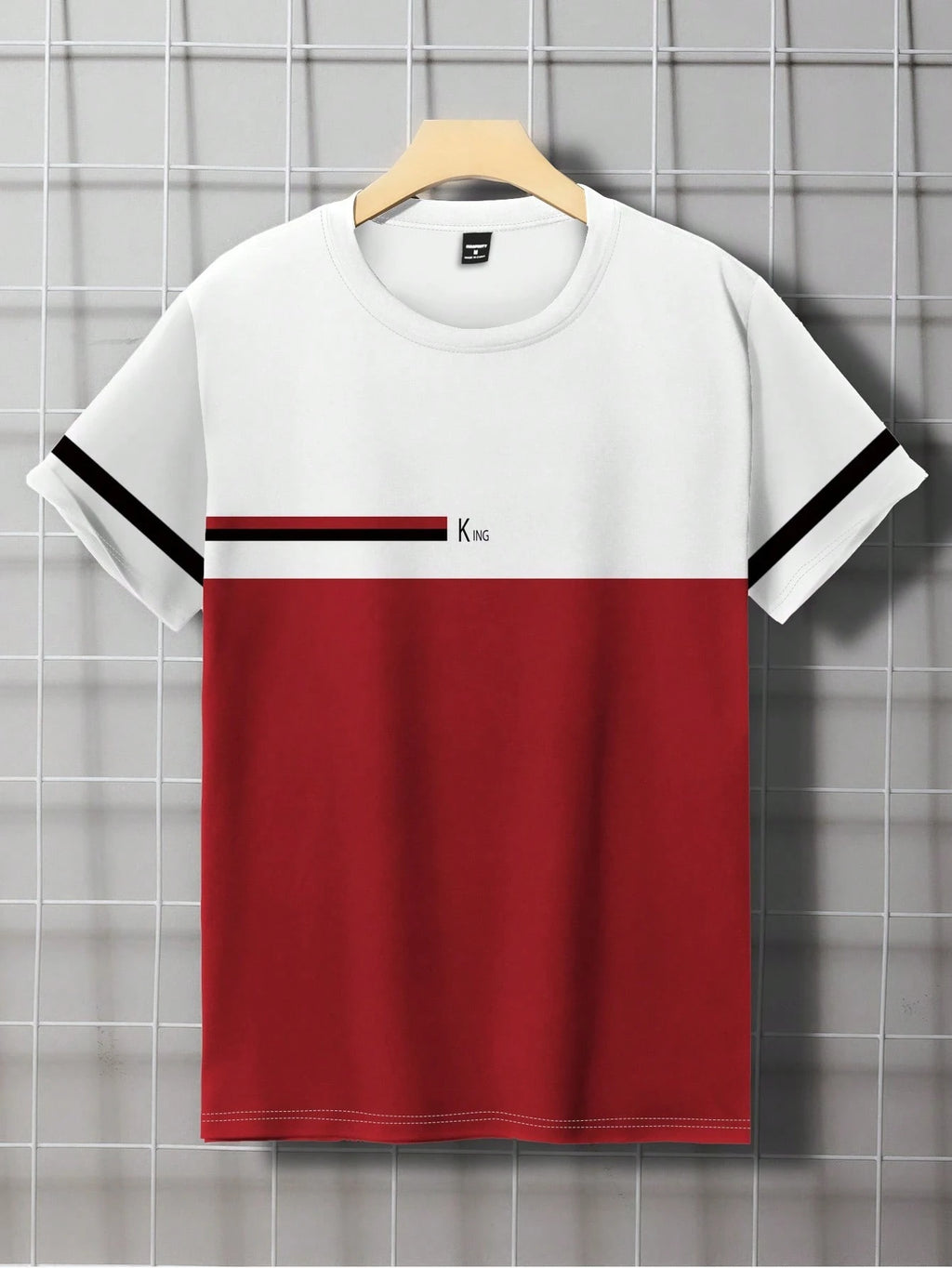 Manfinity Dauomo Men'S Casual Daily Letter Print Contrast Color Short Sleeve T-Shirt, Summer