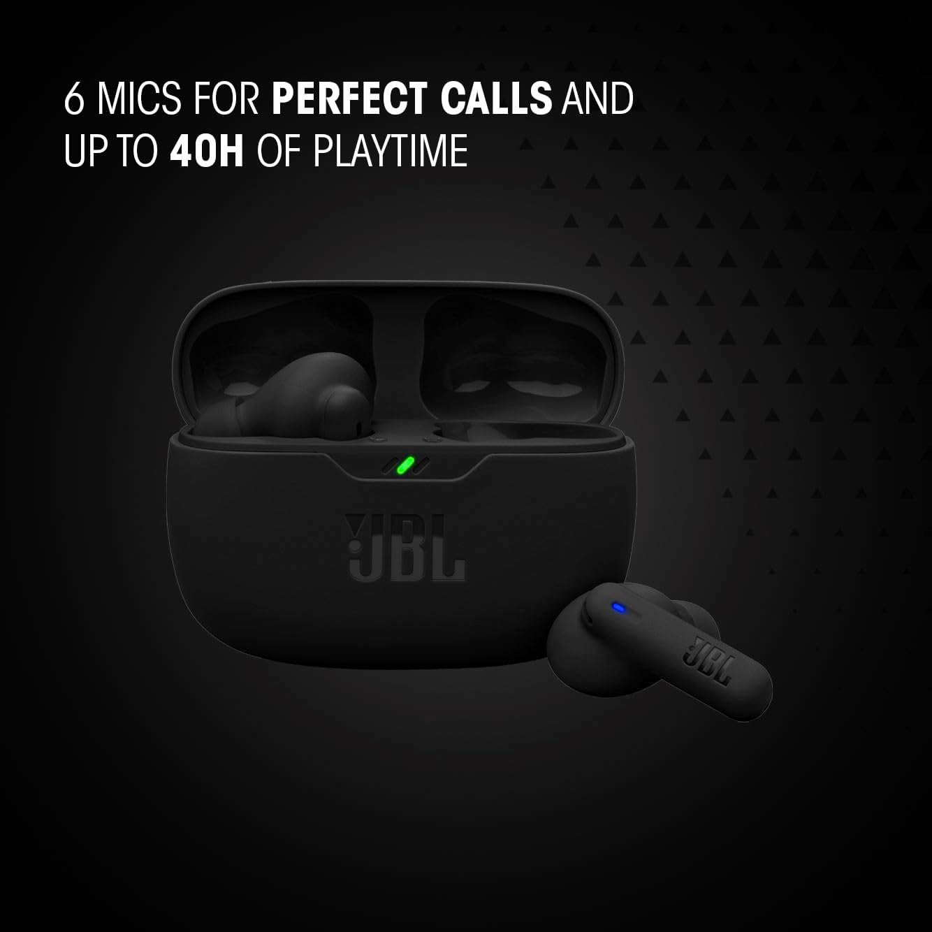 Vibe Beam 2 - True Wireless Noise Cancelling Earbuds Pure Bass Sound & Smart Ambient Technology, 4Mics for Crisp, Clear Calls, up to 40Hrs of Playback, IP54 Dust & Water Resistant (Black)