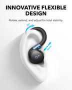 Sport X20 by , True-Wireless Workout Earbuds, Rotatable and Extendable Ear Hooks, Noise Cancelling, Deep Bass, IP68 Waterproof, Sweatproof, Dustproof, 48H Play, Sport Earbuds for Gym