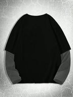 Manfinity Dauomo Men Colorblock round Neck Long Sleeve Graphic Print Casual T-Shirt, Fall