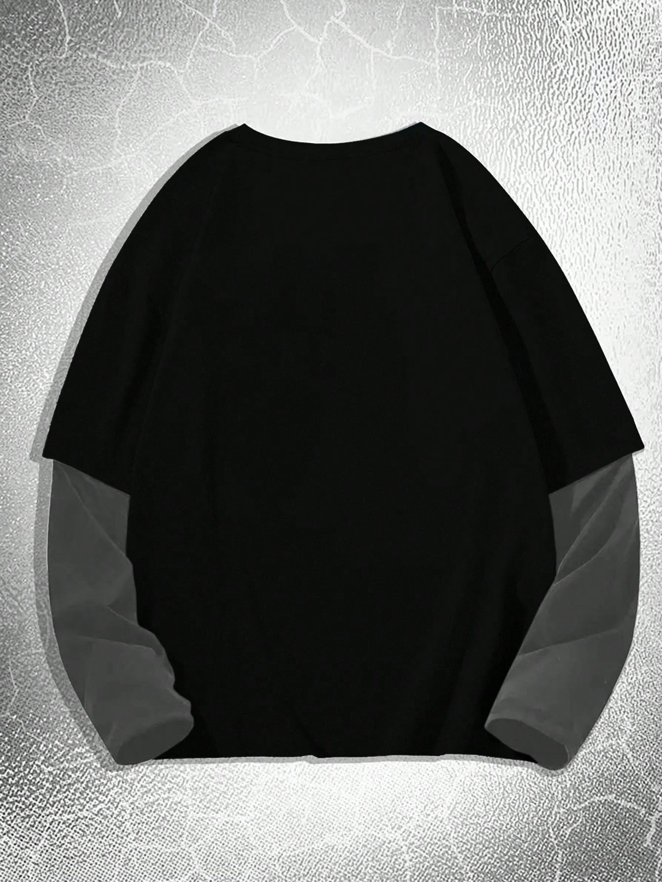 Manfinity Dauomo Men Colorblock round Neck Long Sleeve Graphic Print Casual T-Shirt, Fall