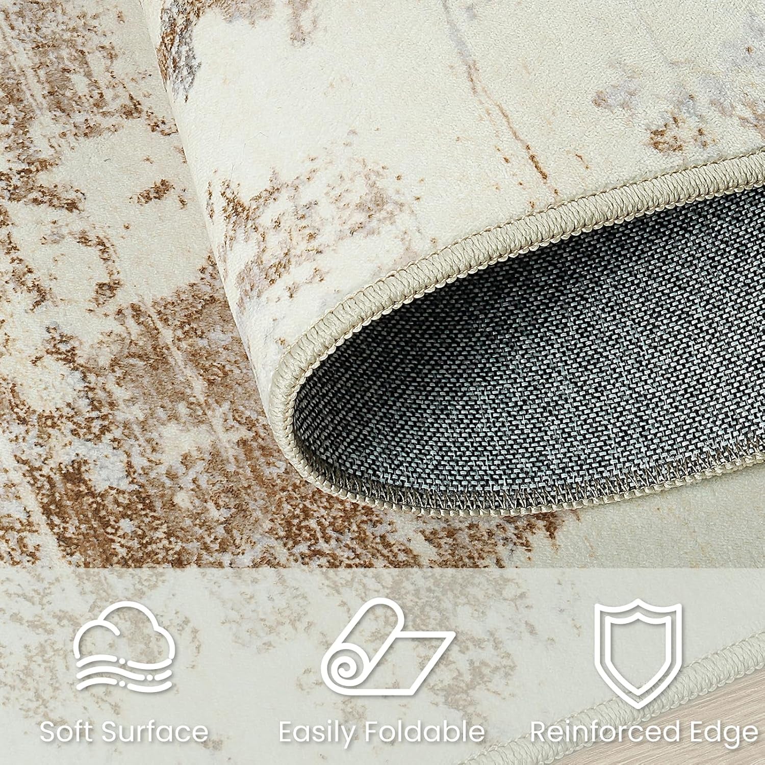 Area Rug Living Room Rugs: 5X7 Indoor Soft Fluffy Rug Abstract Carpet for Bedroom Kitchen Dining Room Floor Washable Plush Throw Large Accent Rug Home Office Nursery Decor - Beige