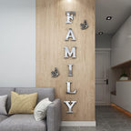 Family Wall Decor Letter Signs Acrylic Mirror Wall Stickers Decorations for Living Room Bedroom Home Decor Wall Decals (Silver, 61 X 23)